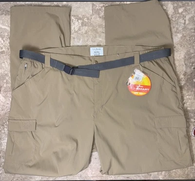 Pantalones cargo LL Bean Tropicwear para hombre cinturón caqui tostado ligero 293399 XXL ALTO Foto 1 de 4