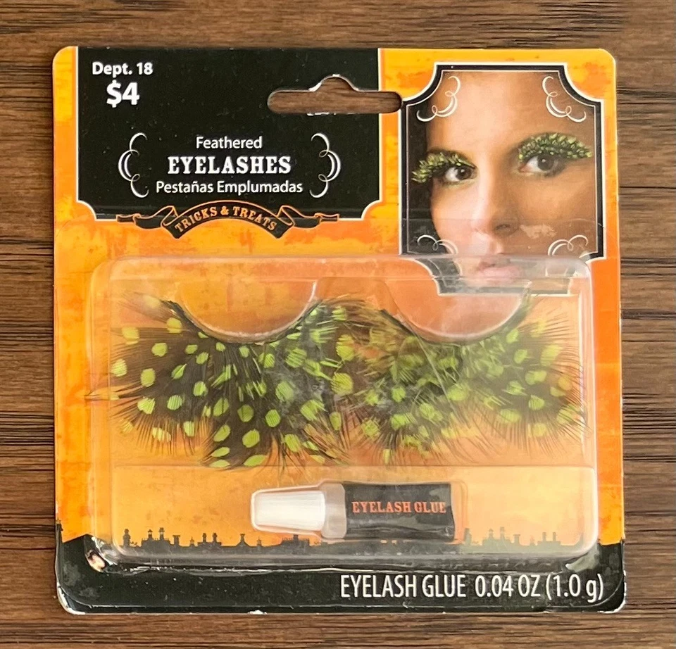 ¡NUEVO!~Disfraz de Halloween~"Verde" Pegamento Pestañas Plumadas Adhesivas Foto 1 de 1