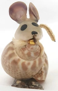 SEASHELL PUPPY DOG w/toy Figurine beach ocean souvenir figure shell folk art 2"h - Picture 1 of 12