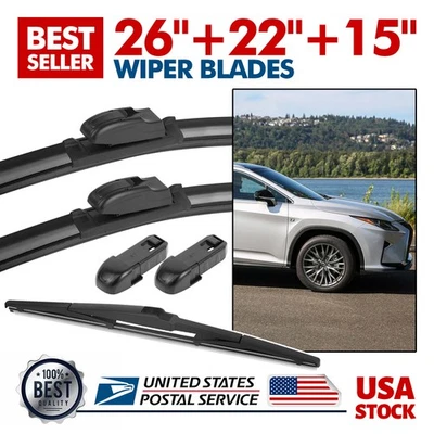26"&22"&15" F+R OEM QUALITY Windshield Wiper Blades For Lexus RX450h 2010-2013 - Image 1 of 4
