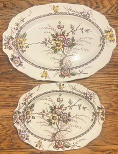 Platos para servir Alfred Meakin Medway marrón transferware COLOR MARIPOSA FLORAL - Imagen 1 de 24