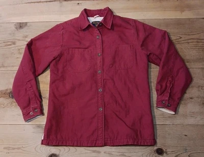 Chaqueta De Colección Woolrich Chaqueta Camisa Mujer M Roja Sherpa Forrada Abotonada Gorpcore Foto 1 de 4