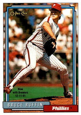 1992 O-Pee-Chee Bruce Ruffin Milwaukee Brewers #307 - Image 1 of 2