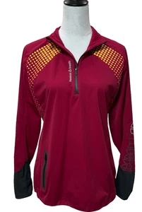 Reebok Crossfit Top Womens Medium Red Yellow 1/4 Zip Pullover Activewear Shirt - Picture 1 of 9
