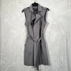Bebe Small Faux Suede Trench Belted Sleeveless Lined - $98 Retail - Picture 1 of 12