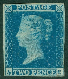 SG 14 1841 2d blue plate 4 lettered AC. A fine fresh mint example without gum... - Picture 1 of 1