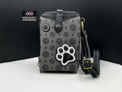 PAWPRINT DOG PAW SNAP CROSSBODY PURSE CHALA RFID GRAY - Image 1 of 4