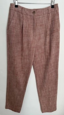 Nova Calça Topshop Reino Unido 12 Personalizada Perna Reta Tecido Algodão Tijolo Marrom - Imagem 1 de 4