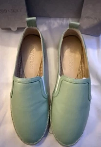 Jimmy Choo Women's Espadrilles Lichi Flat With Embossed Choo Mint Size 35 US 5 - Picture 1 of 11