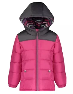 Weathertamer Girls Puffer Jacket Fuchsia Fleece Lined Hood Pockets Size 10/12 - Picture 1 of 11