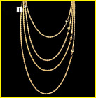 18k Yellow Gold Gf Thin Width 2mm Rope Chain Women Men Solid 16-30 Inch Necklace