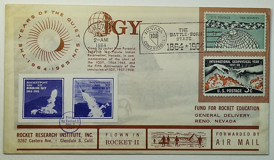 1964 Year of the Quiet Sun + 5th Anv. IGY SC #1107 - RRI Rocket Post Combo Cover - Image 1 of 2