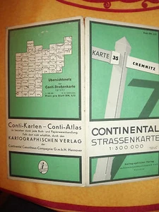 Carte Continental Conti Strassenkarte 1/300 000 N° 35 Chemnitz 1941 - Foto 1 di 1