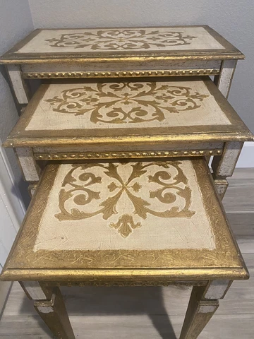 Florentia Vintage Nesting Tables Made In Italy | Hollywood Regency Set Of 3 Cover