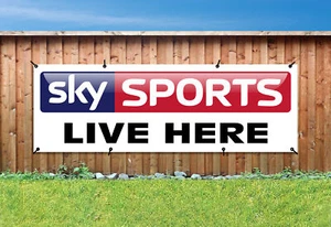 SKY SPORTS LIVE HERE bedrucktes BANNER AUSSENSCHILD PVC Ösen - Bild 1 von 2