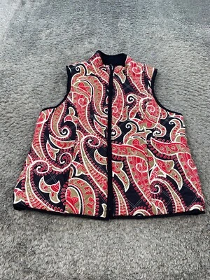 Chaleco Westbound Mujer Mediano Pequeño Rojo Cachemira Cremallera Completa Chaqueta Reversible Foto 1 de 4