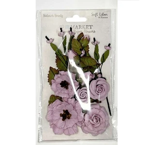 New 49 And Market - NATURES BOUNTY- Handmade Paper Flowers - SOFT LILAC - 8 PK - Picture 1 of 1