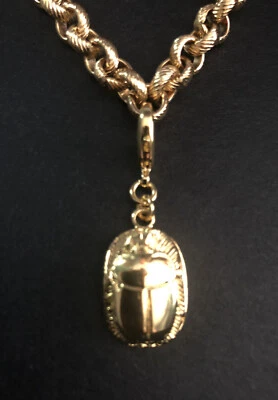 BEN AMUN 24K Gold Plated Scarab *Good Luck For All Heart Desires* Stamp Charm - Image 1 of 4