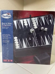 Backgammon Pavilion Black & White Board Game New In Box#JF922- GIFT ITEM - Picture 1 of 5