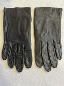 Vintage Gray Leather Gloves Grandoe Womens 100% Nylon Lining SIZE 6.5 - Picture 1 of 7