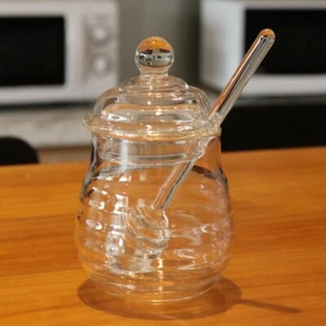 2 PCS Glass Transparent Jars Clear Container Pot with Dipper - Picture 1 of 11