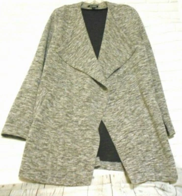 Chaqueta cárdigan Roz & Ali para mujer pequeña jaspeada negra blanca frente abierto Lagenlook Foto 1 de 4