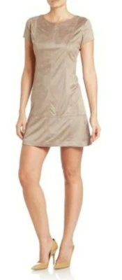 Jessica Simpson Boho Modern Natural Sz 12 Faux-suede Taupe Shift Dress SS NWT ! - Image 1 of 4
