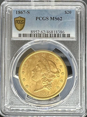 1867-S $20 Liberty MS62 PCGS (#PA46818386) Cover