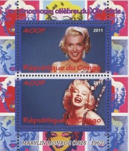Marylin Monroe Famous Characters Souvenir Sheet of 2 Stamps Mint NH - Picture 1 of 1