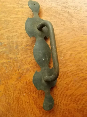 Vintage Antique Hand Wrought Brass Gate or Pantry Pull or Handle & Plate Cover