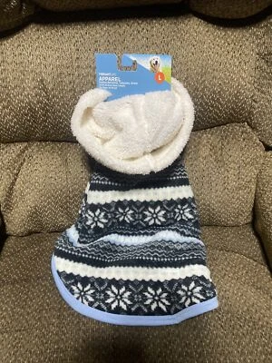 Vibrant Life Dog Clothes Blue Snowflake Fleece Hoodie Size L