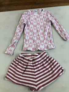Zara Kids Girls Pink & White Long Sleeve Shirt & Short Set - Size 9 - Picture 1 of 3