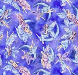 BTY Flower Fairy Soiree Sparkling Metallic Sky Cotton Fabric By The Yard CM8861 - Picture 1 of 3