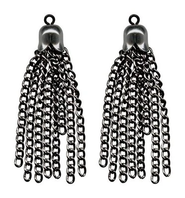 8 BORLAS DE CADENA DE BORLAS DE METAL PARA PISTOLA NEGRAS ~ 8 hilos + adorno de tapa o ¡CUELGA! Foto 1 de 2