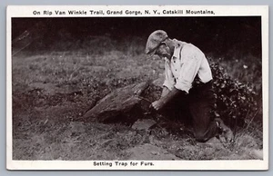 Setting Trap for Furs Grand Gorge NY Catskill Mountains Postcard K8 - Picture 1 of 3