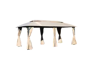 Gazebo 10x20FT, Outdoor Gazebo with Double Roofs, Privacy Curtains, Mosquito Net - Picture 1 of 8