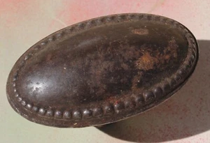 Antique Oval Door Knob Handle Cast Iron with Victorian Face, 2.5" long - Picture 1 of 7