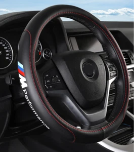 15" PU Leather+Carbon fiber Steering Wheel Cover For 1917-2025 BMW All Cars - Picture 1 of 8