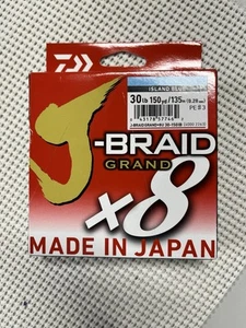 Daiwa X8 J-Braid Grand Fishing Line Island Blue 30 Lbs 150 Yds 135M Striped Bass - Picture 1 of 4