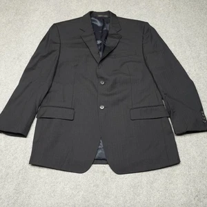 Calvin Klein Men's Black Pinstripe Wool Blazer Jacket 42R Macy's Men's Store - Picture 1 of 13