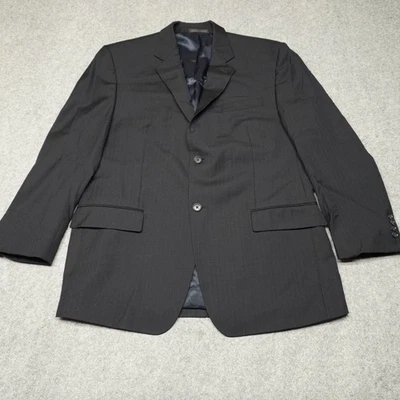 Calvin Klein Men's Black Pinstripe Wool Blazer Jacket 42R Macy's Men's Store - Image 1 of 4