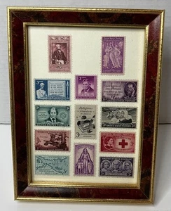 Vintage 3 Cent US Postage Stamps Display In Frame - Excellent Collection - Bild 1 von 5
