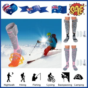 2200mAh Electric Heated Socks Rechargeable Battery Men Women Winter Foot Warmer - Picture 1 of 14