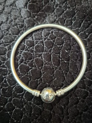 Pandora Moments Silver Bangle  S925 Silver with Ball Clasp 19cm - Image 1 of 4