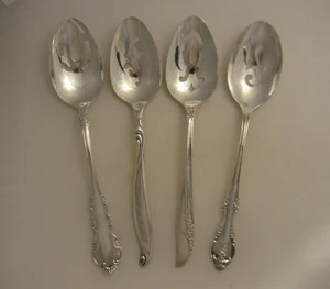 4 VINTAGE SILBER TELLER DURCHBOHRT 8 1/2" SERVIERLÖFFEL SET *111 - Bild 1 von 4