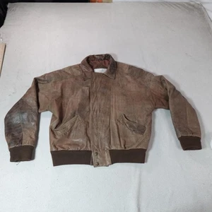 Vintage Fliegerjacke Herren mittelbraun Leder Bomber Flight neue Akzente 90er - Bild 1 von 12