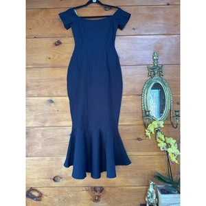 NWOT Lulus How Much I Care Midnight Blue Off-the-Shoulder Midi Dress Wedding L - Picture 1 of 6