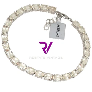 Nuevo Topacio Plata Esterlina Transparente TGGC NUEVO CON ETIQUETAS Pulsera Grande Tobillera Ajustable 8-9" - Imagen 1 de 8