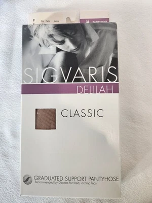 SIGVARIS Delilah Compression Support Pantyhose 15-20mmHg Size F Suntan 140PF36   - Image 1 of 4