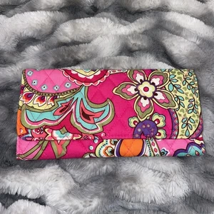 Vera Bradley Large Trifold Magnetic Close Wallet Pink Swirls Pattern - Picture 1 of 3